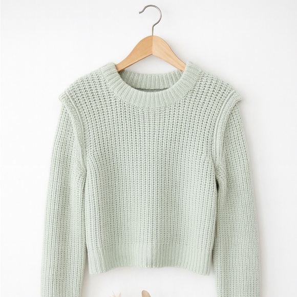 Abercrombie & Fitch Mint Green Cropped Knit Sweater – Size Small - Picture 1 of 7